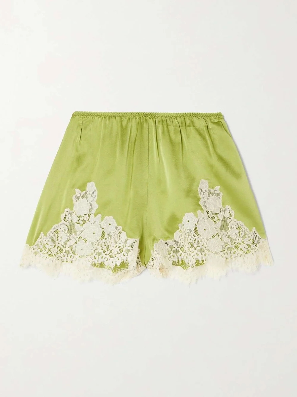Doen Iona lace-trimmed silk-satin shorts